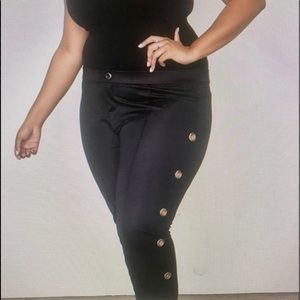 Plus Size Black Pants Metal Grommets 2X NWT